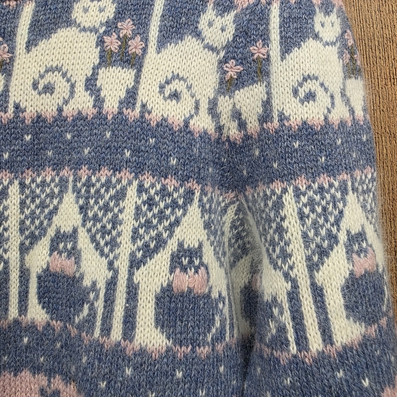 Moussie For Susan Bristol Shetland Wool Angora Vintage Cat Sweater Size 36 S - Picture 5 of 10